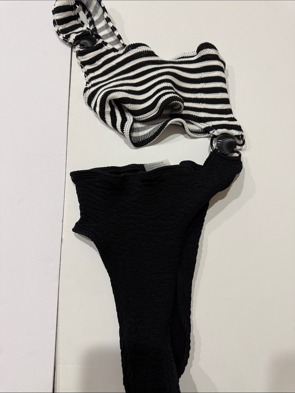 New Striped Black Cleonie Swimsuit one size fits all